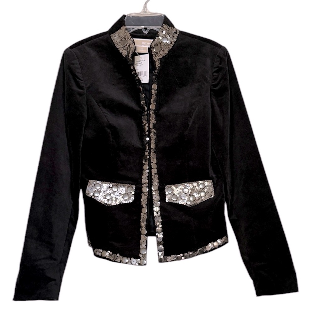 Michael Kors Size 0 Women’s Blazer Jacket Black Velvet Sequin